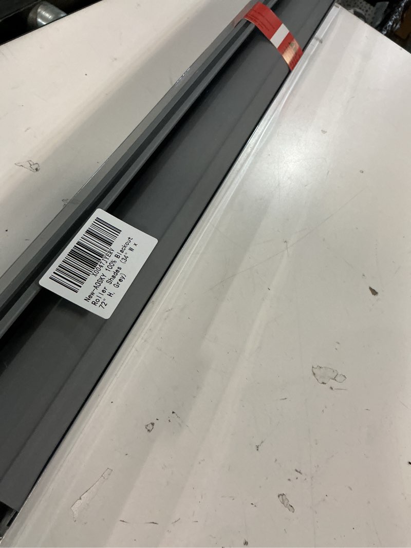 Condition photo showing Good Condition for aosky blackout roller shades cordless blinds for windows, free-stop shades with valance, thermal insulated fabric, uv protection, natural woven blinds for home and office (34" w x 72" h, grey) grey 34"w x 72"h