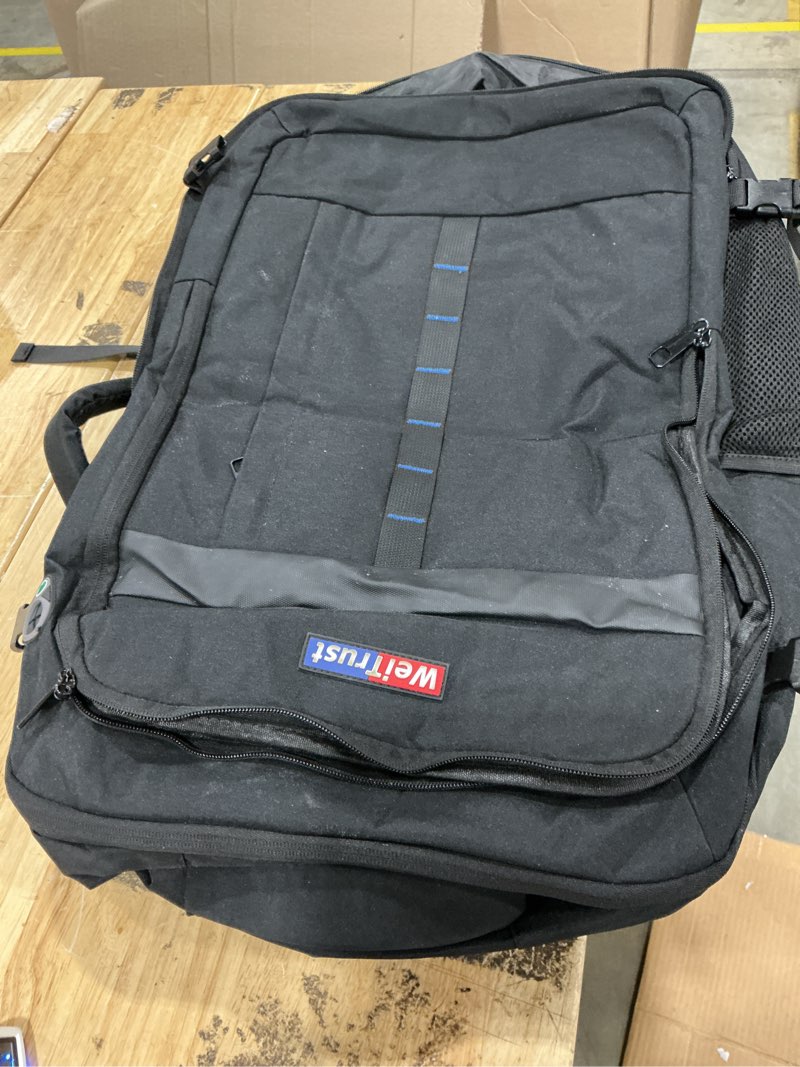 Condition photo showing As Is for travel laptop backpack, 50-60l large expandable suitcase-style backpack for business & daily travel, carry-on friendly with side water bottle pockets, fits 18-inch laptops
