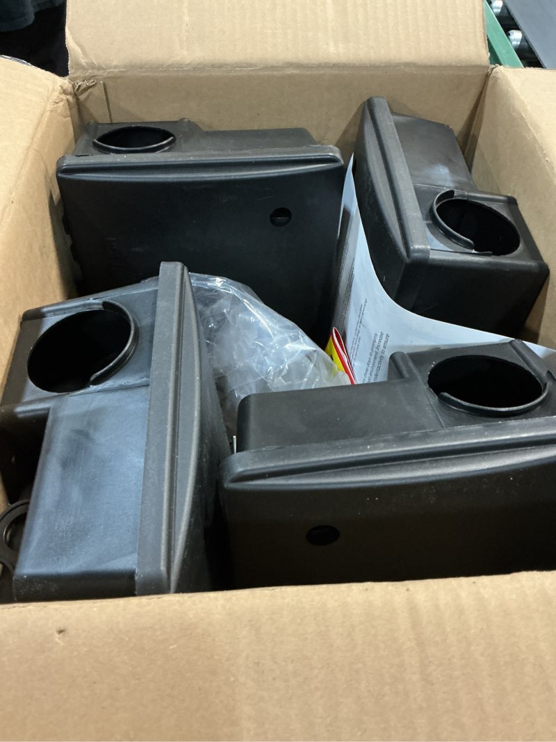 Condition photo showing As Is for 12 pack key–required rat bait stations & mouse bait stations – 6 large & 6 compact, lockable weather–resistant plastic for indoor & outdoor – keeps children & pets safe