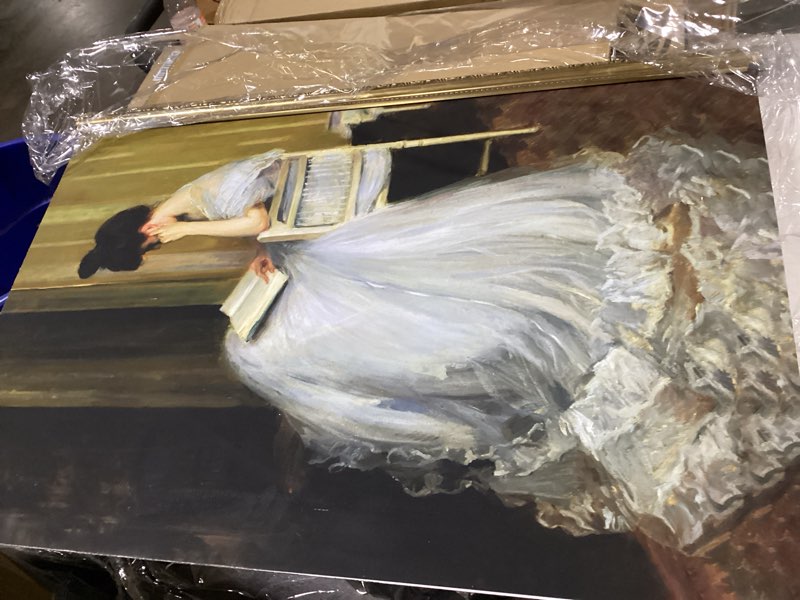 Condition photo showing New/Like New for VIYYIEA Gold Framed Portrait Canvas Wall Art for Living Room, Women Reading Pictures for Bedroom Bathroom Wall Decor, Women Portrait Wall Painting Large Vintage Paintings Art Prints Room Wall Decor Woman Reading 24"x36"