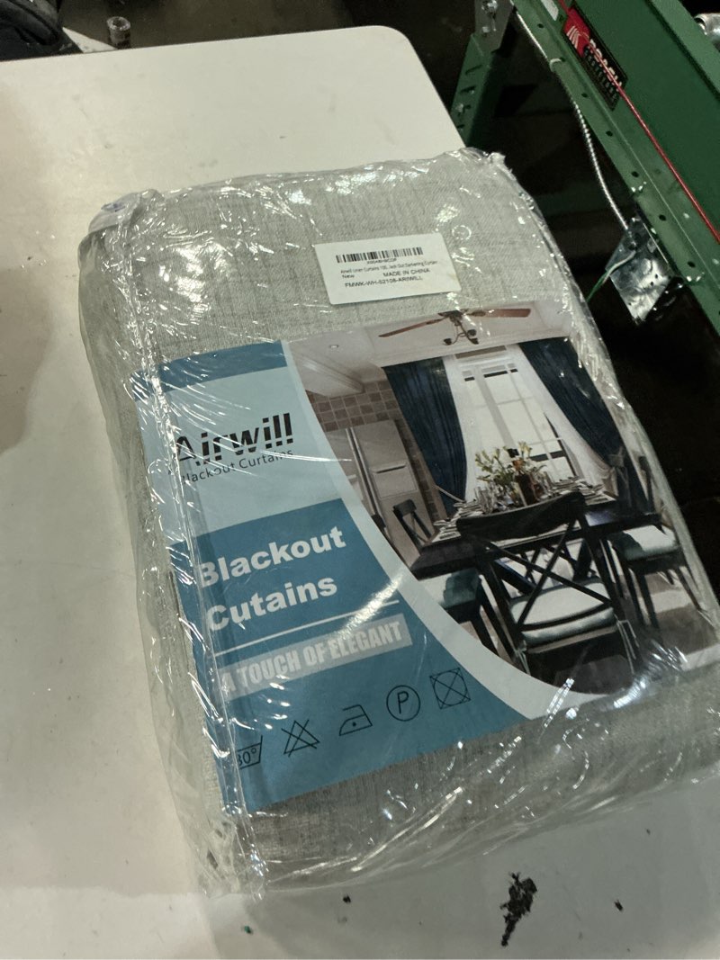 Condition photo showing New/Like New for airwill blackout curtains 108 inches long natural linen drapes 2 panels set,thermal insulated back tab rod pocket(52x108 inch,white)