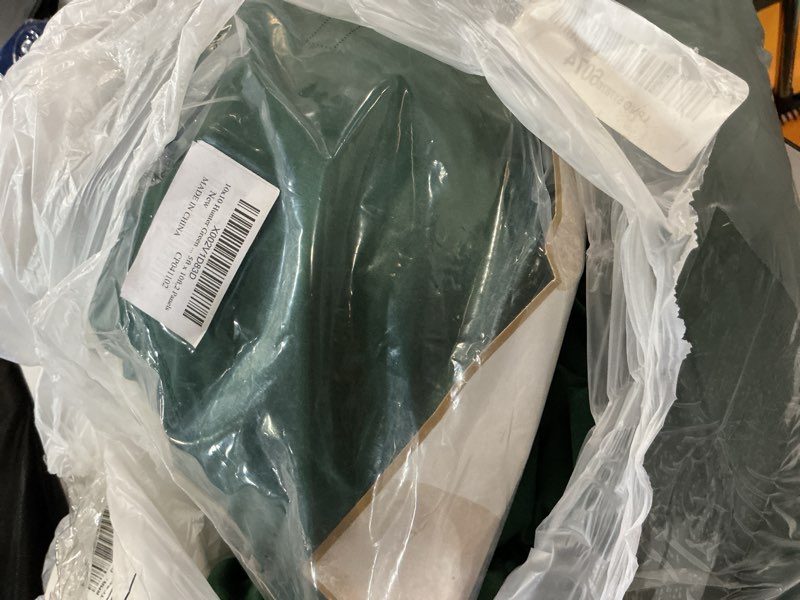 Condition photo showing As Is for 10x10ft wrinkle free hunter green backdrop curtain for parties soft fabric drapes wedding dark green curtain backdrop for birthday party decorations background for photography 5x10ft,2 panels w5' x h10'(2 panels) blackish green