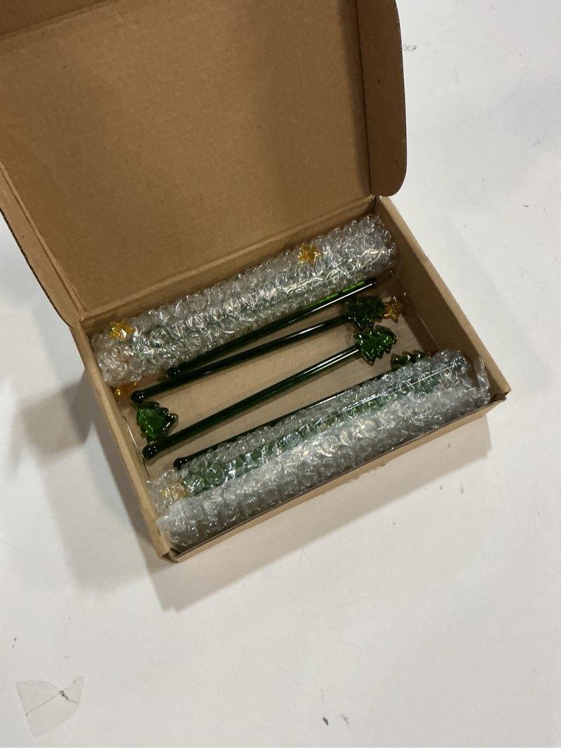 Condition photo showing Good Condition for 36 Pcs Christmas Drink Stirrers, Christmas Tree Cocktail Stirrers Plastic Swizzle Sticks Reusable Coffee Stirrer Stir Sticks for Xmas Holiday Party Coffee Tea Hot Cocoa Bar Supplies Decoration Christmas Tree Style