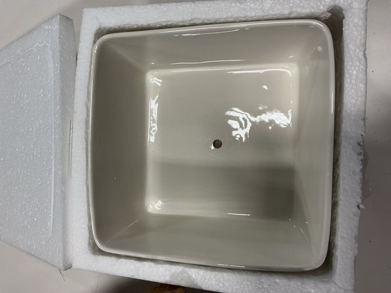 Condition photo showing Good Condition for 7 inch square white ceramic succulent cactus plants planter pot with drainage bamboo tray ?large?