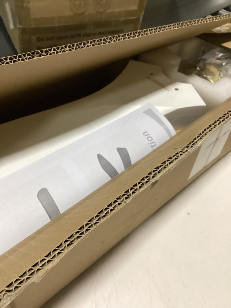 Condition photo showing Good Condition for 42 Inch White and Gold Ceiling Fans with Lights and Remote, 3 Solid Wood Blades, 6 Speeds, Quiet DC Motor, Dimmable LED, Modern Gold Ceiling Fan for Indoor Bedroom,Living Room,Patio Gold/White 3 Blades 42 inch