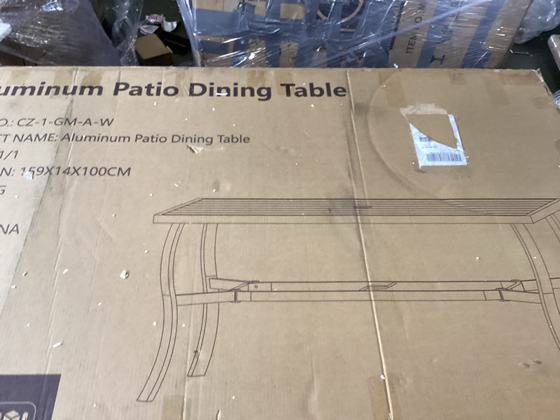 colby rectangular aluminum outdoor dining table with umbrella hole