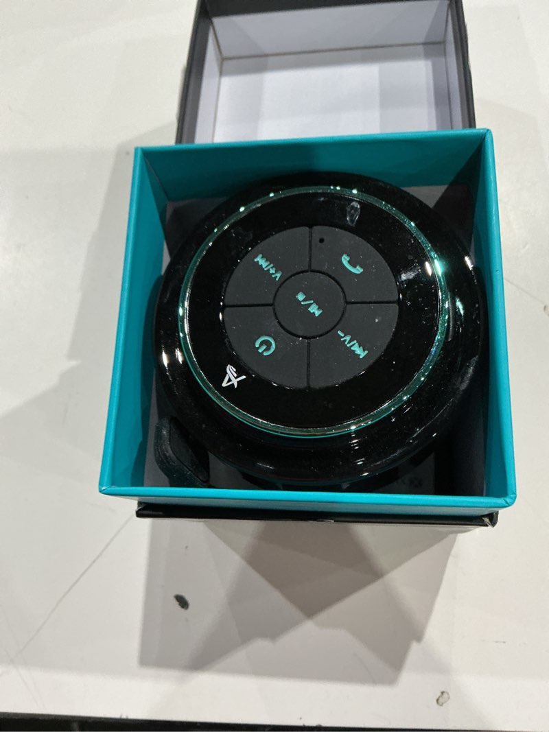 Condition photo showing As Is for xleader, upgraded, pro shower speaker, certified ipx7 waterproof bluetooth speaker, with suction cup, silicone lanyard, 8w crystal sound&rich bass, 15h playtime, ideal gifts - soundangel mate(2 gen) a blue