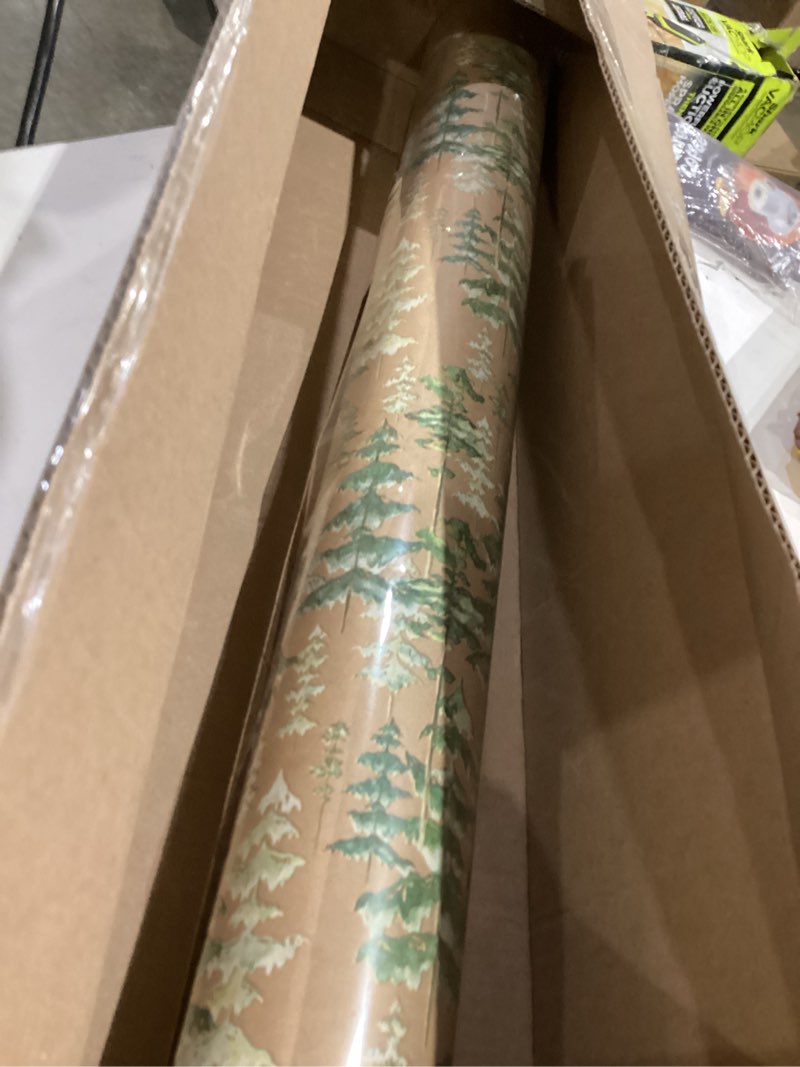 Condition photo showing New/Like New for Dlyrroba 30 Inch Jumbo Kraft Green Christmas Wrapping Paper Roll - Vintage Forest Christmas Trees Design Holiday Gift Wrap for Kids Winter Party Celebrations - 30in X 100ft