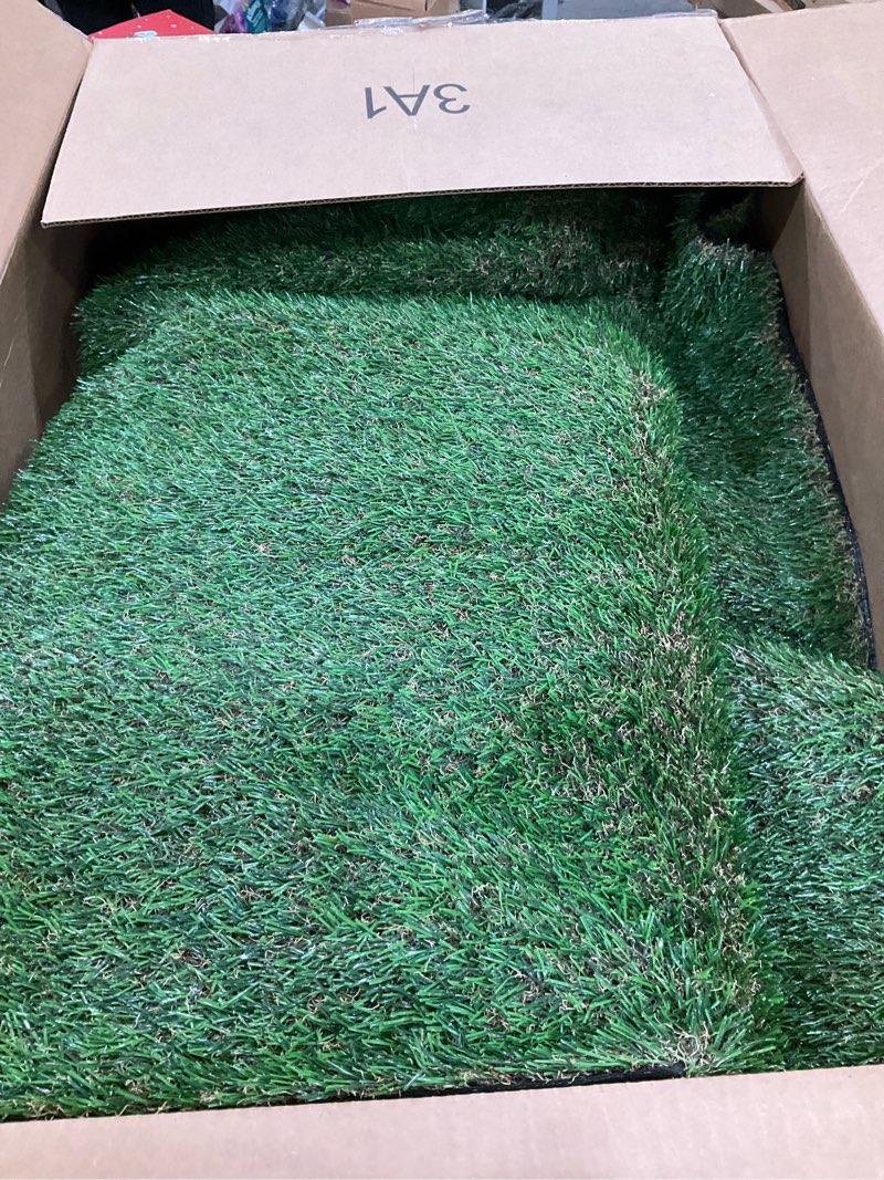 Condition photo showing Good Condition for XLX TURF 2FTX6FT Artificial Turf Runner Rug Indoor Outdoor, Low Pile Realistic Synthetic Grass Area Rug Carpet Decor Patio Balcony Porch Backyard, Dog Fake Grass Pad Green-0.6" Low Pile 2' x 6' (Runner)