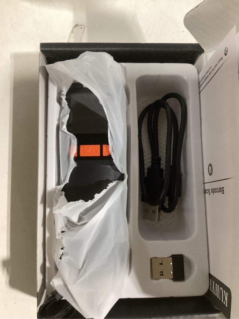 Condition photo showing Good Condition for KUIIYER Mini Bluetooth Barcode Scanner, Wireless 2D QR 1D Bar Code Scanners with LCD Screen Display & Setting Keypad & AI Voice, Small Portable Handheld Barcode Reader for Smart Phone, Computers & POS