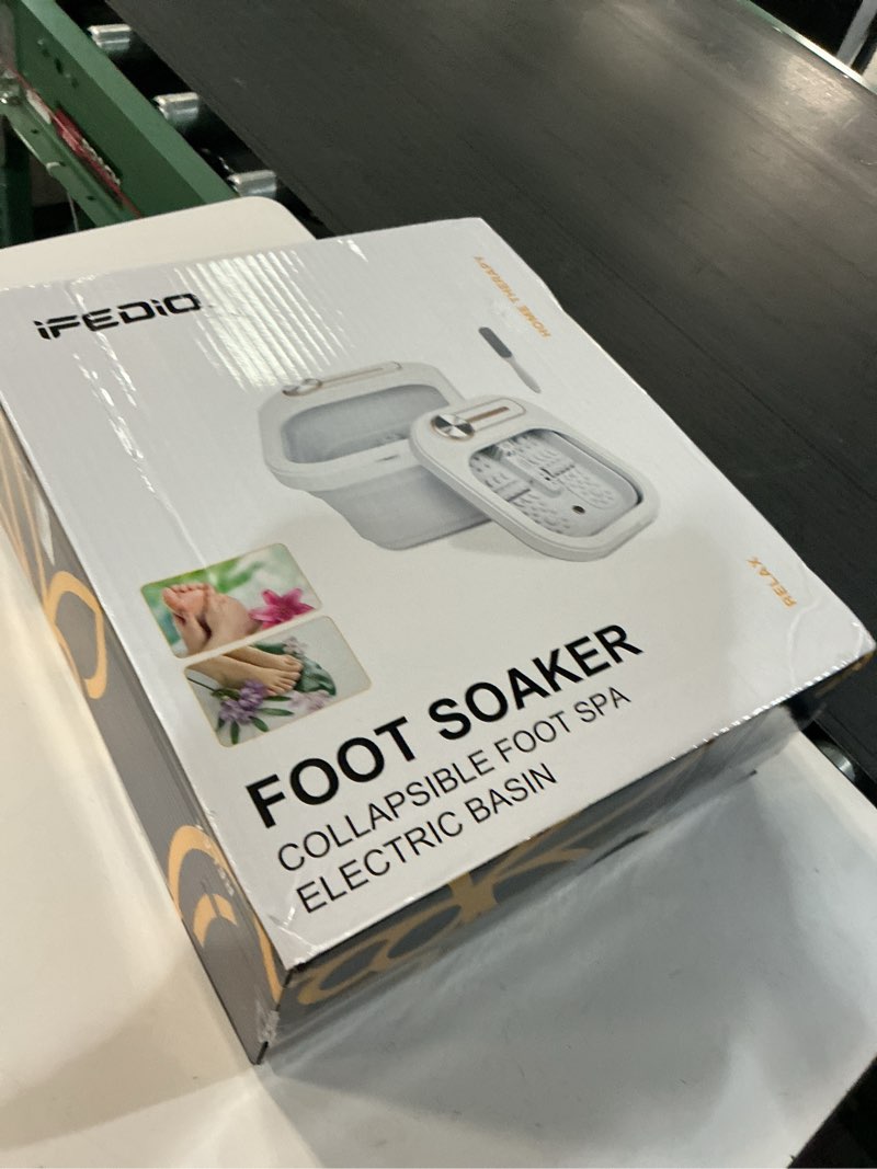 Condition photo showing New/Like New for color white color white collapsible foot spa bath with heat and massage and jets,pedicure foot spa with non-motorized massage rollers
