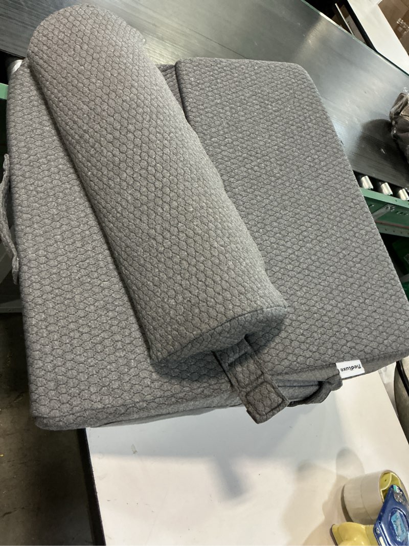 Condition photo showing As Is for Bedluxe 3Pcs Orthopedic Bed Wedge Pillow Set, Foam Wedge Pillow Post Surgery for Back, Leg and Knee Support, Adjustable 9&12 Inch Folding Triangle Pillow for Sleeping, Acid Reflux, Snoring, Dark Grey Dark Grey Adjustable 9&12 Inch + 1 Head Pillow