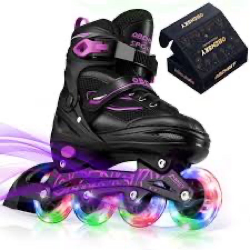 inline skates for kids girls and boys, 4 sizes adjustable roller skates blades with full light up wh