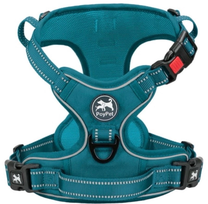 poypet reflective dog harness no pull dog vest harness with handle no choke adjustable soft padded pet vest for small to large dogs tumalo teal xs