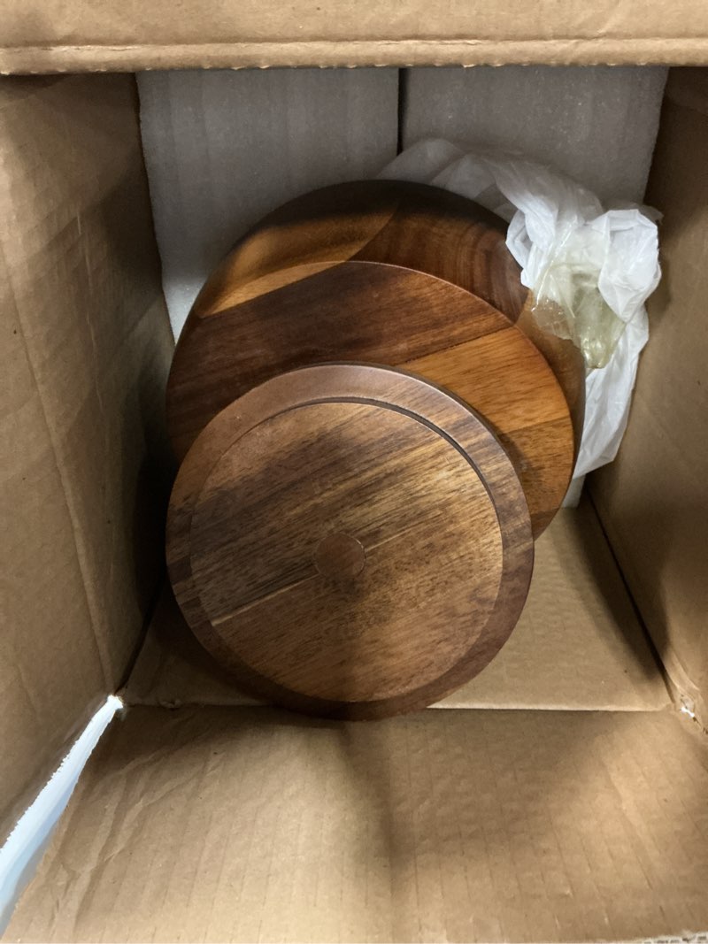 Condition photo showing As Is for FOODLE Glass Drink Dispenser with Spigot - Glass Beverage Dispenser with Stand - Perfect for Parties & Everyday Use - Pitcher for Water, Lemonade, Sangria, Punch & Juice - Leakproof Spout - 1 Gallon