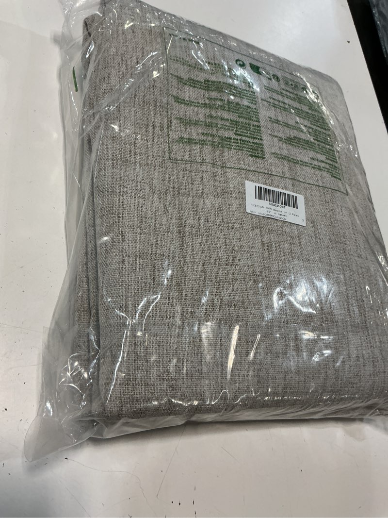 Condition photo showing New/Like New for nicetown 100% blackout linen curtains 90" long for bedroom, thermal insulated living room curtains with liner, farmhouse style linen blend window draperies for dining room (2 panels, 52" w, natural) natural 52"w x 90"l (pack of 2)