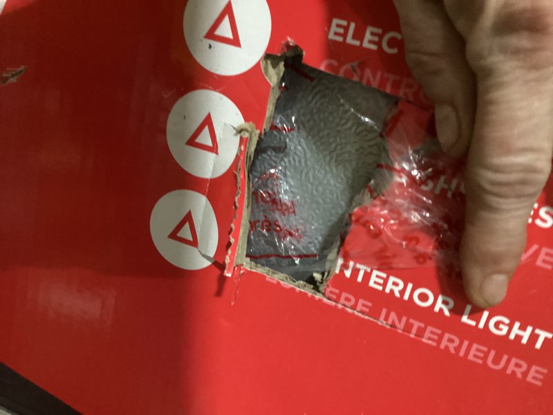 Condition photo showing As Is for **AS IS**  Frigidaire 5.0 CU FT./142L capacity built in under counter fridge. Frost free, Staineless Steel