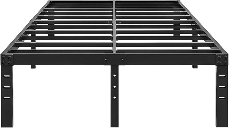 ALDRICH 14 Inch Metal Full Size Bed Frame - Double Black Basic Steel Slats Platform, Easy Assembly H