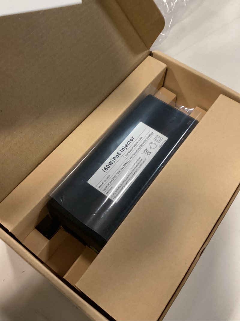 Condition photo showing New/Like New for PoE Injector Up to 60w Power Supply, 2.5 Gigabit PoE Adapter for IP Cameras and VoIP Phones Network Distance Up to 328 ft. PoE Power Supply IEEE 802.3af Compliant Plug & Play Desktop UL Certified 60W | 2.5 Gigabit