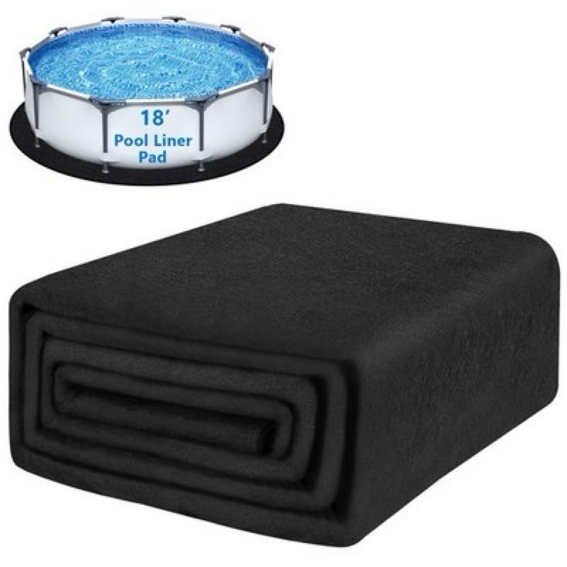LCHUANG 18-Foot Pool Liner Pad for Above Ground Swimming Pools, 2mm Extra-Thick Black Fabric Pool Ma