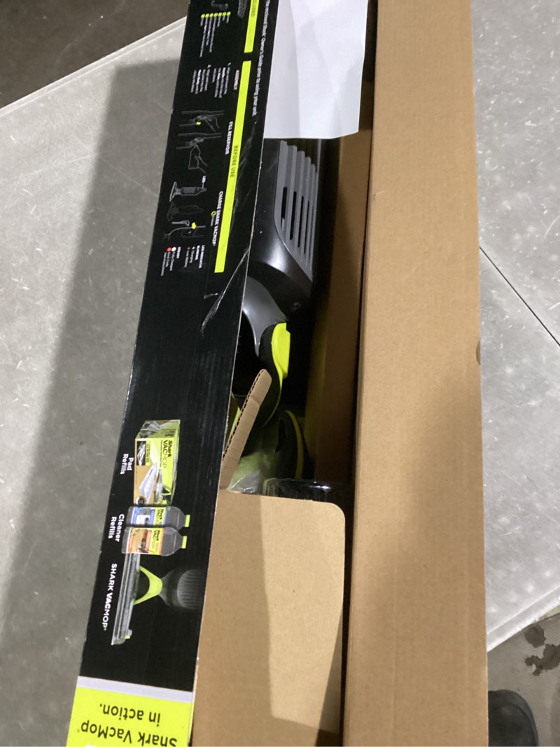 Condition photo showing As Is for Shark VACMOP Cordless Hard Floor Cleaner, Vacuum and Spray Mop, Powerful Suction, Lightweight, LED Headlights, Includes 4 Disposable Pads, 12oz Multi-Surface Cleaning Solution, Gray, VM252 Gray - 4 Pads