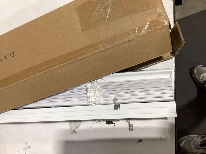 Condition photo showing Good Condition for 1" Cordless Mini Blinds 20" W x 72" H, White Vinyl Blinds, Horizontal Light Filtering Blinds, Window Blinds for Indoor Windows, Office, Kitchen, Bathroom and Living Room. 20"W x 72"H