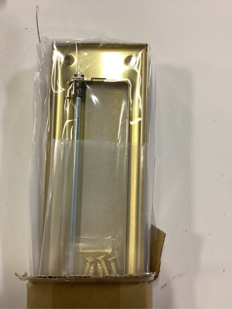 Condition photo showing New/Like New for qcaa solid brass mail slot, with solid brass interior frame, 10" x 3", polished brass, 2 pack, made in taiwan 2 pack polished brass