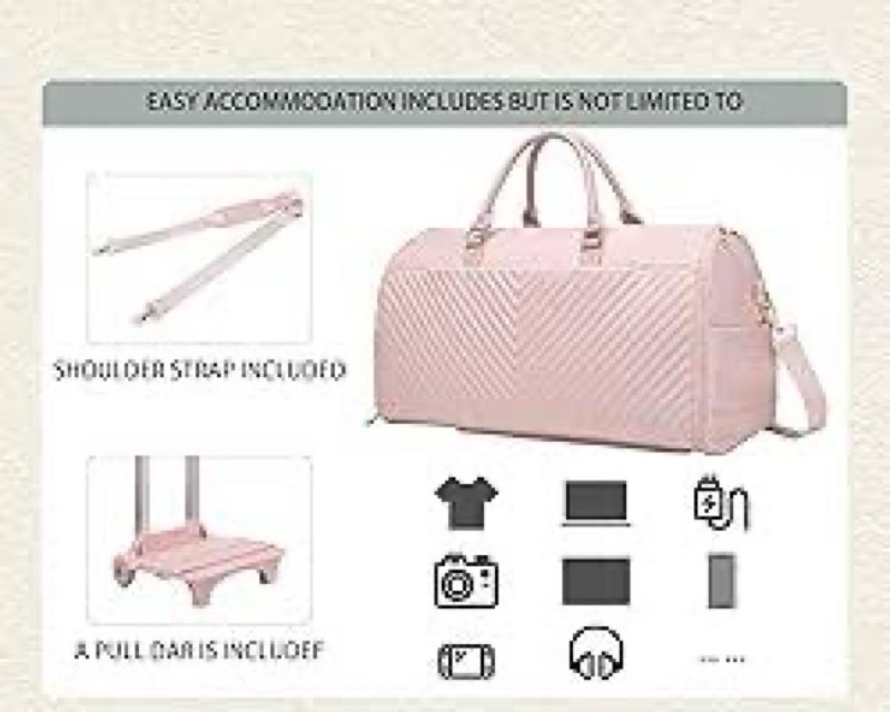 Rolling Garment Bag with Wheels & Shoe Compartment, (24\\\\\\\"x10\\\\\\\"x13\\\\\\\") TSA Approved Carry On Luggage for Business Travel, Oxford Fabric Waterproof Hanging Suit Bag with Wheels pink
