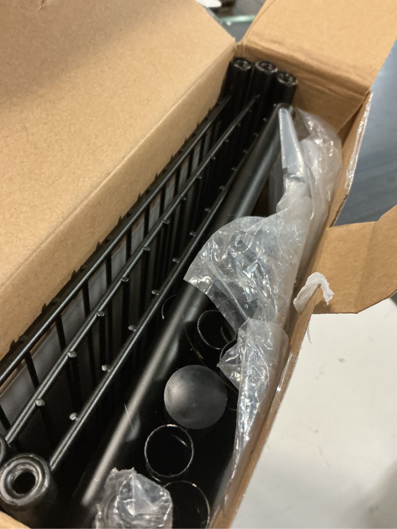 Condition photo showing Good Condition for mainstays space saver over the toilet storage unit, matte black, 3 steel shelves with liners
