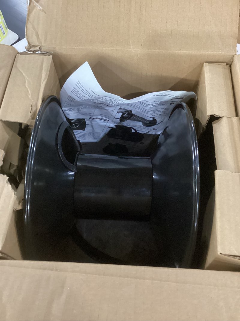 Condition photo showing Good Condition for mekoh pressure washer hose reel 50ftx3/8” / 65ftx1/4”, 4000psi heavy duty power washer hose reel with m22-14 fitting, hand crank metal reel with wall/trailer/van mount, manual hose reel for water shiny black