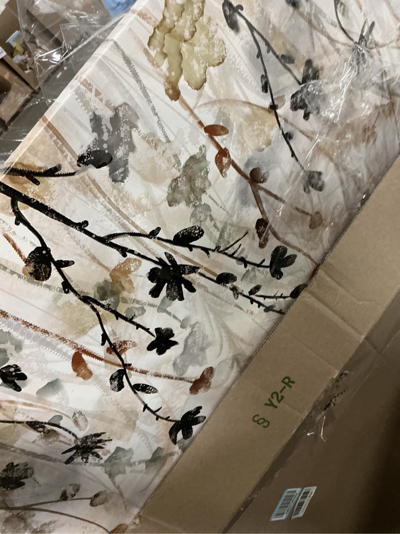 Condition photo showing Good Condition for framed flower canvas wall art abstract grey cream brown wildflowers canvas pictures landscape artwork canvas prints for home living room bedroom kitchen office wall decor ready to hang 24"x 48" cream white wildflowers wrapped canvas 48"l x 24"w