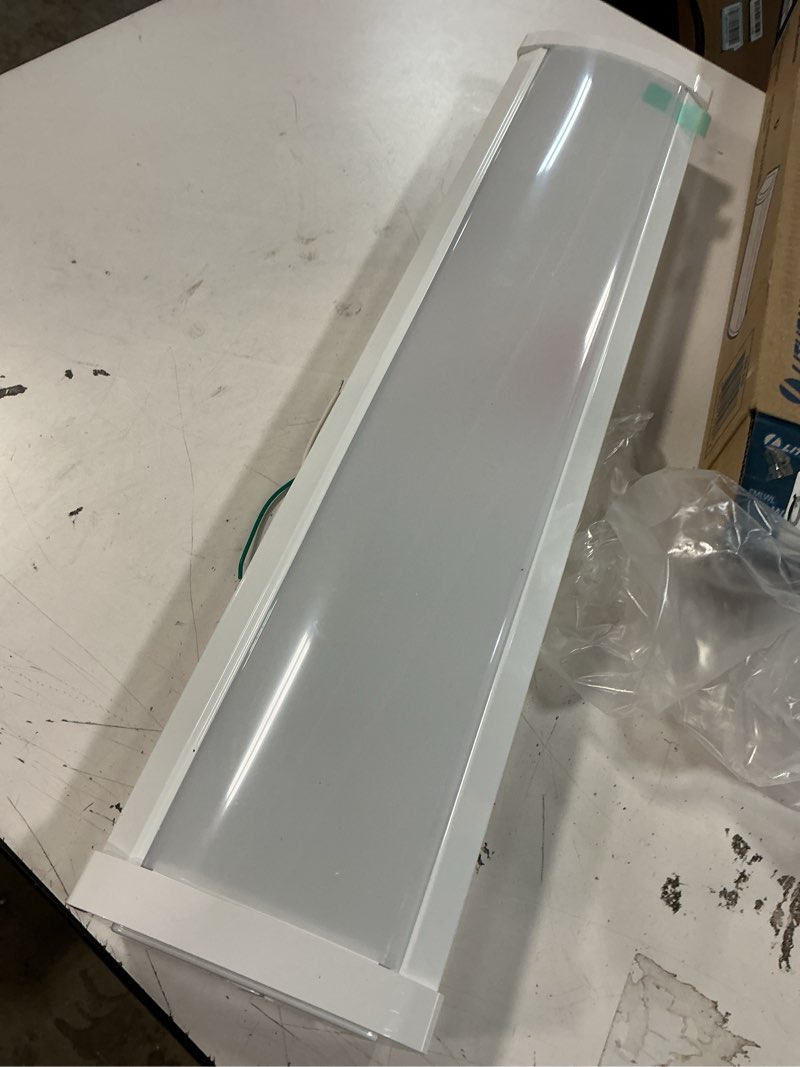 Condition photo showing Good Condition for Lithonia Lighting 2 Foot LED Light Fixture, Low-Profile LED Wraparound Flush Mount Ceiling Light, 3000K Warm White, 120V, 24-Inch (FMLWL 24 830) 3000K Warm White 24-Inch 120V Mount Light