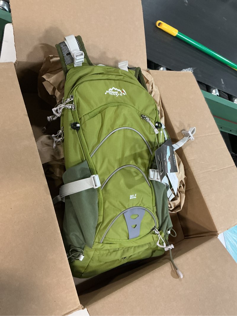 Condition photo showing New/Like New for ix inoxto 20l hydration backpack, waterproof hiking internal frame backpacks with 2l hydration water bladder and rain cover for men, lightweight travel daypack for cycling,camping,ski (dark green)