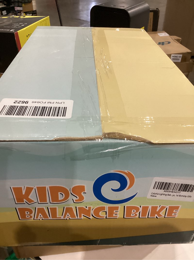 Condition photo showing New/Like New for Colorful Lighting Baby Balance Bike Toys for 1 Year Old Girl Gifts, 10-36 Month Toddler Balance Bike, No Pedal 4 Silence Wheels & Soft Seat Pre-School First Riding on Toys, 1st Birthday Gifts.