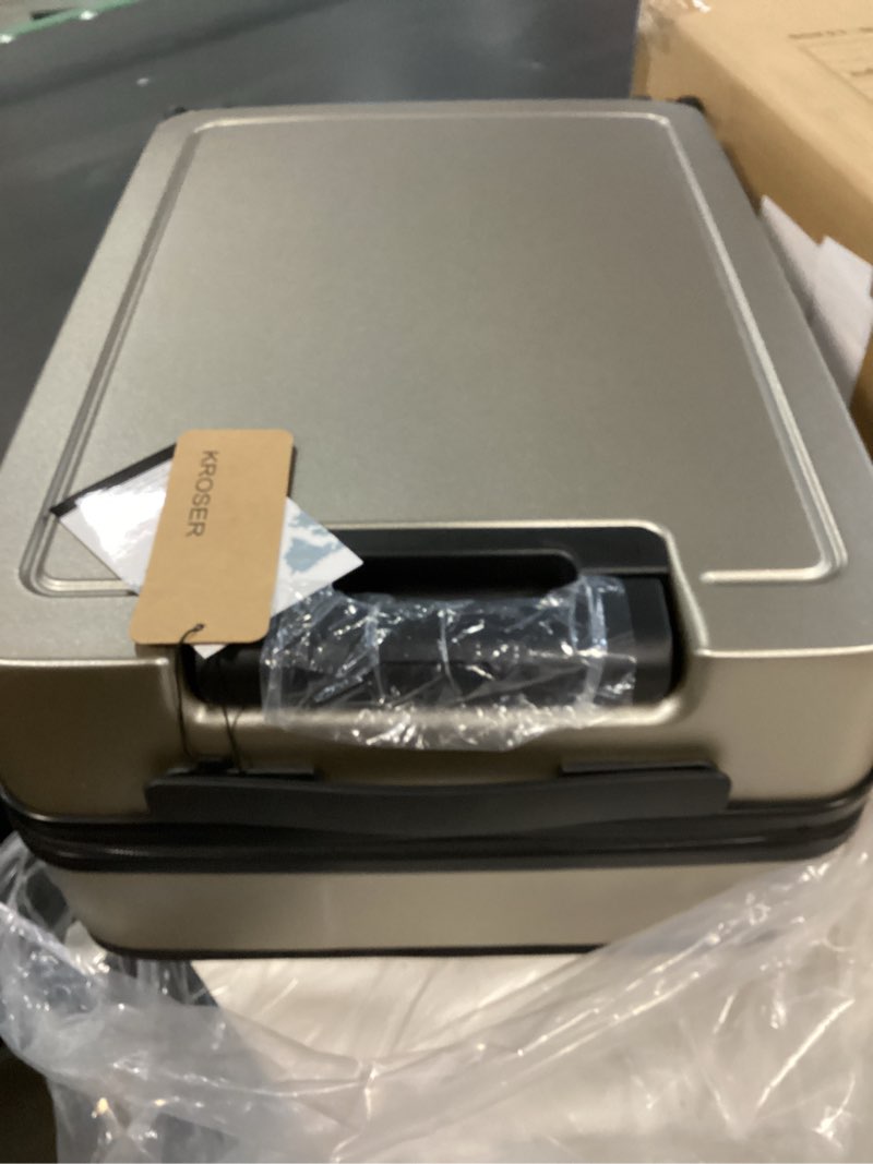 Condition photo showing Good Condition for KROSER Carry On Luggage with Spinner Wheels & Built-in TSA Lock, Expandable Top Opening Hard Shell Suitcase Large Capacity Durable Rolling Luggage with USB Port, Carry-On 20-Inch, Champagne