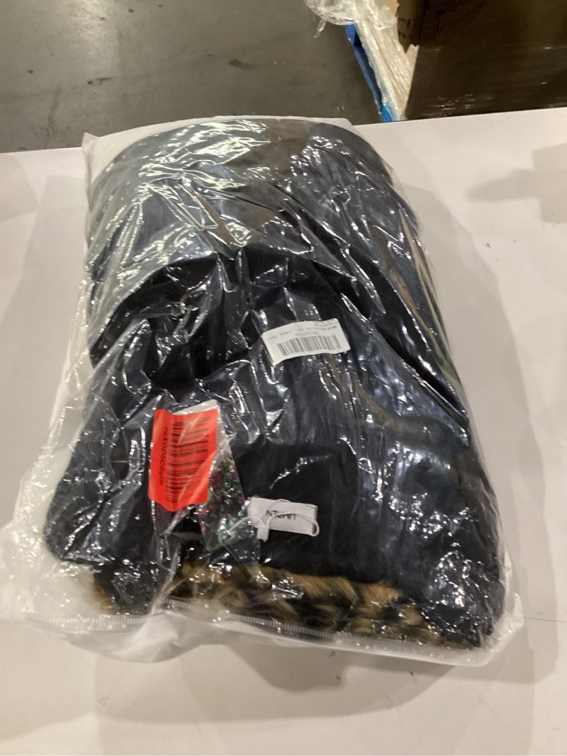 Condition photo showing New/Like New for UMREN Mens Faux Fur Coat Long Black Jacket Warm Furry Overcoat Outwear Small A-leopard