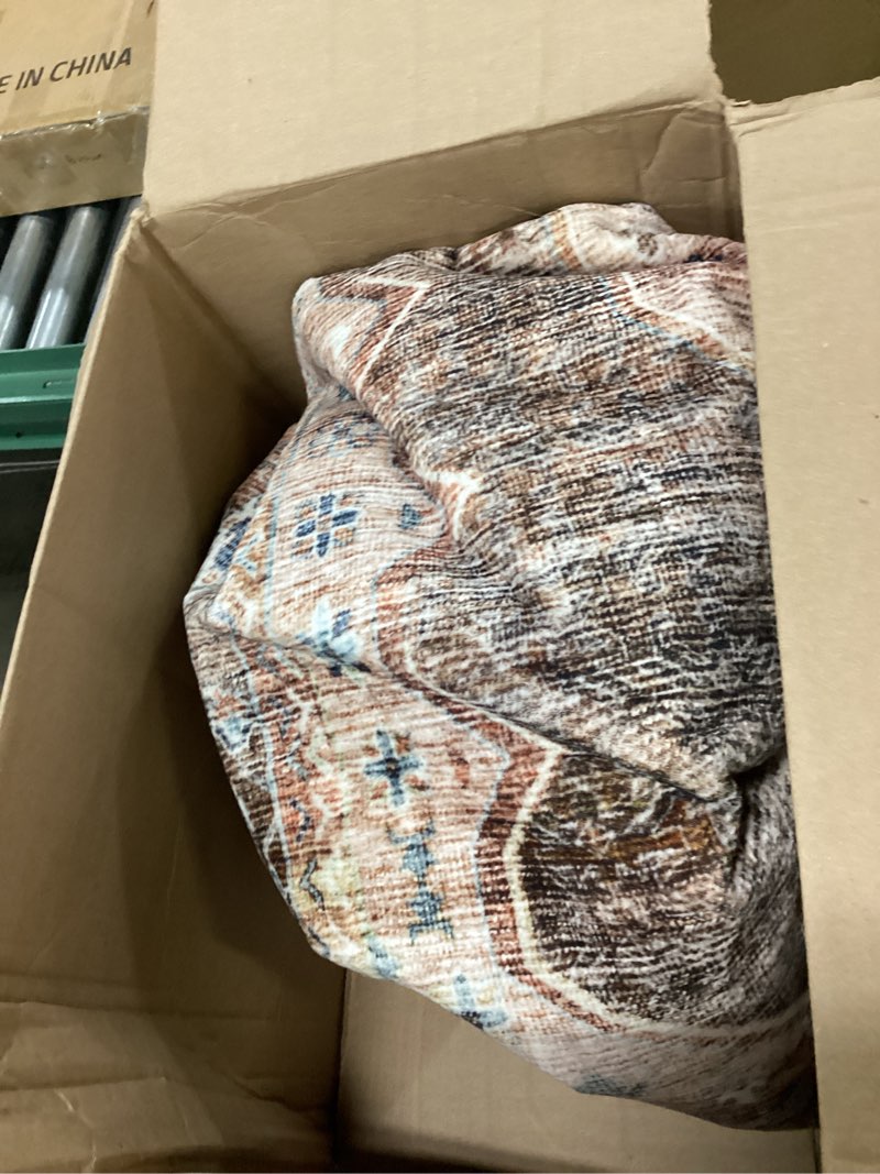 Condition photo showing Good Condition for genimo 5x7 area rugs for living room, machine washable non slip vintage rugs, low pile lightweight chenille print rug for bedroom, dining room, home office, light taupe brown taupe 5' x 7' (rectangular)
