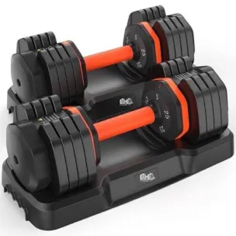 25 LB Adjustable Dumbbell Set, 9-in-1 Free Weights Dumbbells Set, Adjustable Weights with Non-Slip H