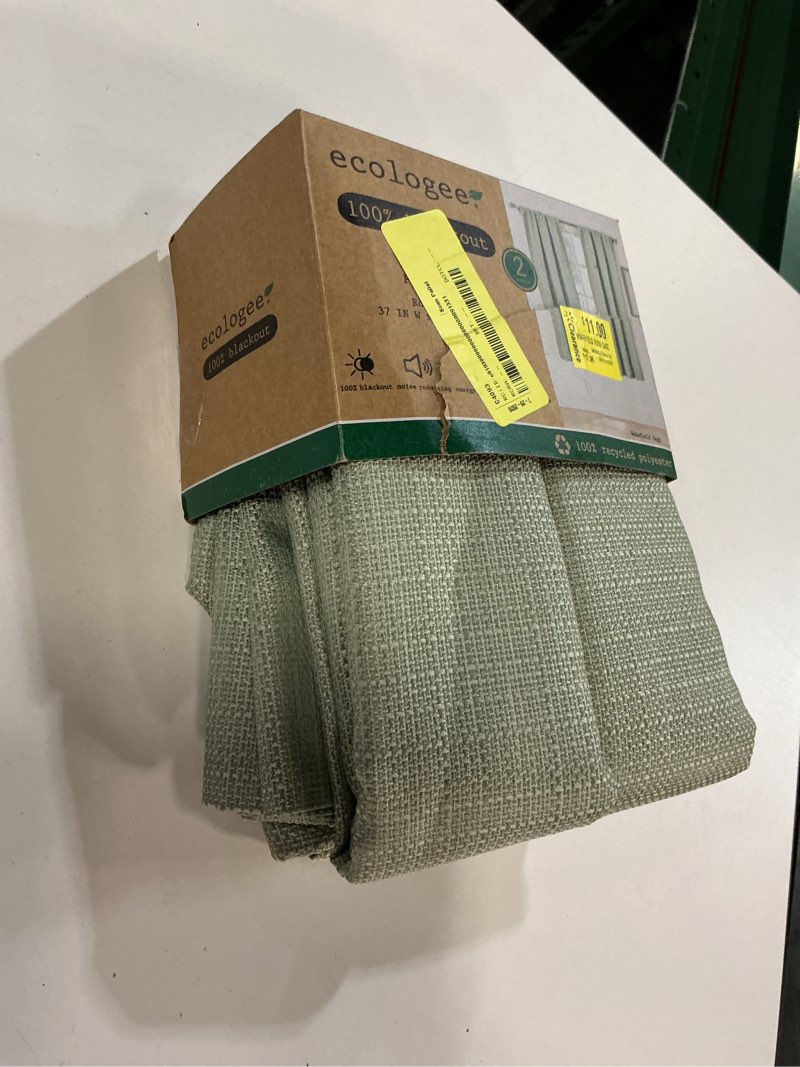 Condition photo showing Good Condition for ecologee wakefield textured 100% blackout rod pocket indoor curtain panel pair, sage, 37" w x 63" l