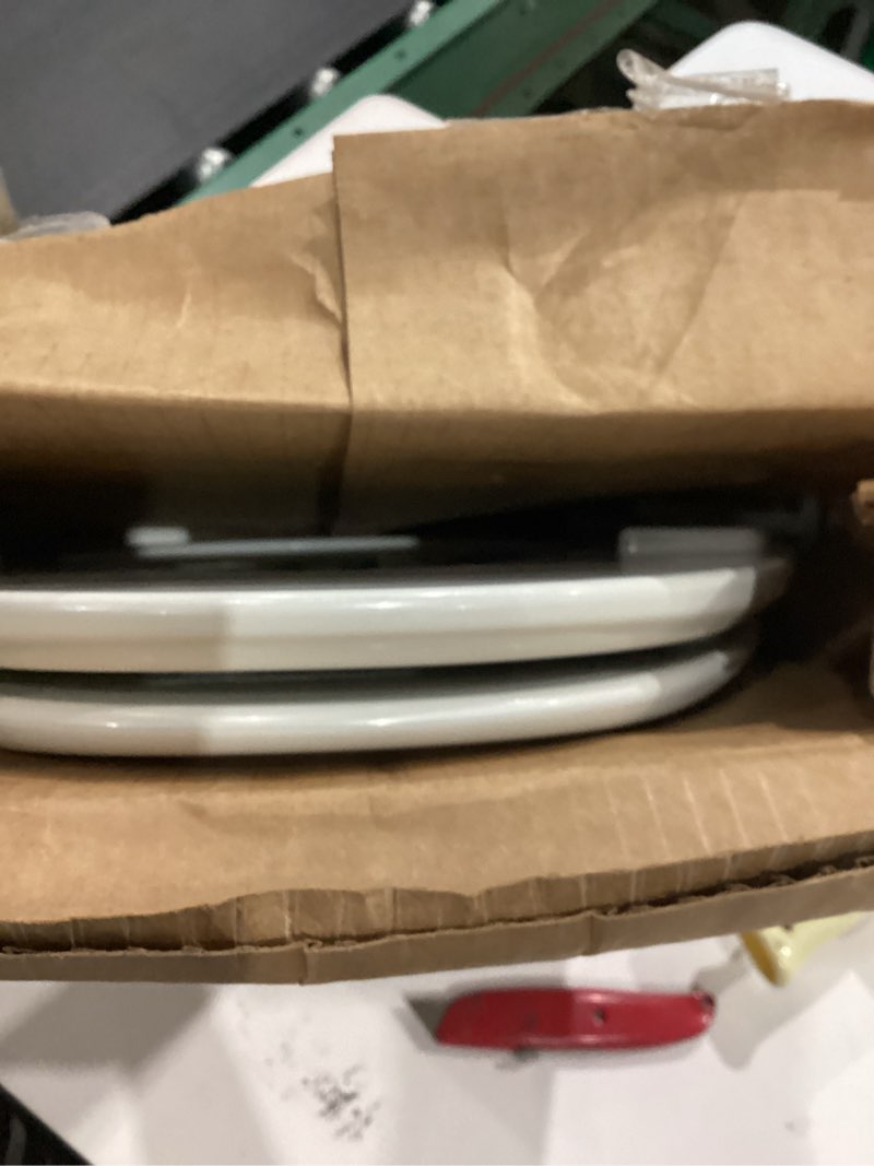 Condition photo showing As Is for mayfair slow close round white molded wood toilet seat