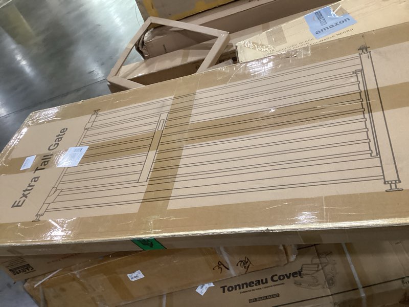Condition photo showing As Is for waowao 71" extra tall cat pet gate 29.92-37.79" wide pressure mounted walk through swing auto close safety white metal dog pet puppy cat for indoor stairs,doorways white 29.92-37.79"/76-96cm