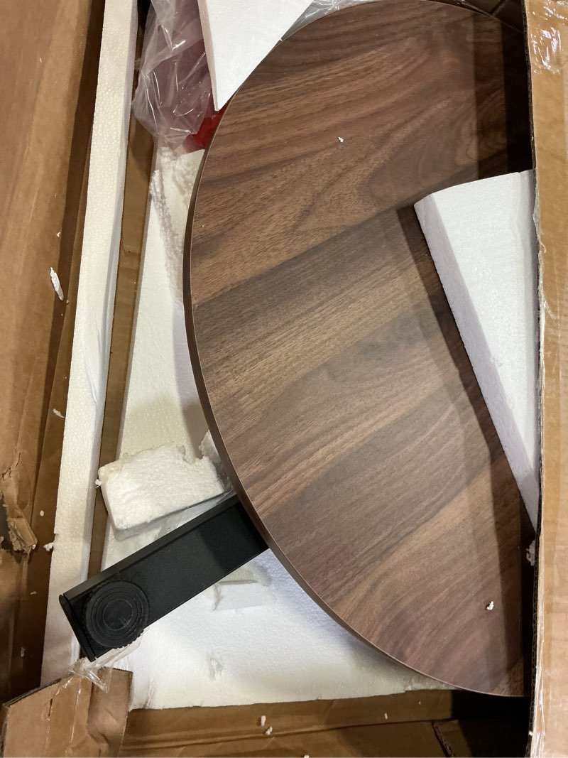 Condition photo showing Good Condition for vasagle round cocktail table, high top bar pub table with metal frame and cross base, for 2-3 people, modern, easy to assemble, 23.6 x 41.1 inches, natural walnut ulbt361k01v1 classic 1 pack natural walnut