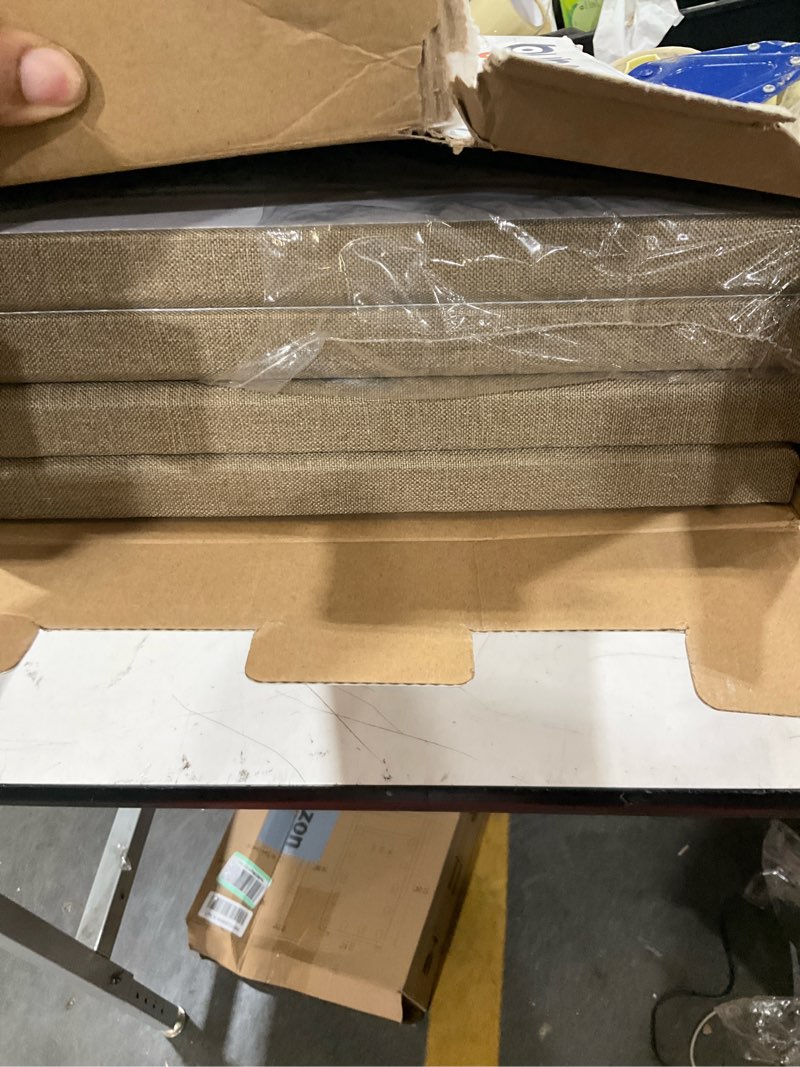 Condition photo showing Good Condition for bubos 4 pcs fabric acoustic panels, 23.6''x11.8''x1'' self-adhesive soundproofing panels for home studio, office & living room, sleek design to eliminate echo,fabric-clad jute 23.6''x11.8'' jute