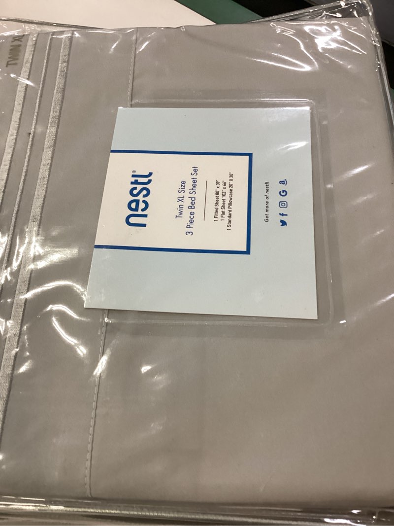 Condition photo showing Good Condition for nestl twin xl sheet set - college dorm size - luxury 1800 ultra-soft microfiber twin extra long bed sheets - deep pockets - easy fit - extra soft - 3 piece set (twin xl, light grey) twin xl 09 - light grey