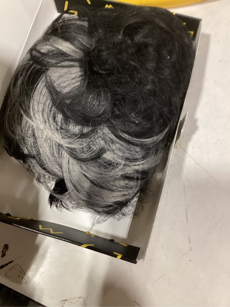 Condition photo showing Good Condition for Similar product G&T Wig Grey Curly Wig with Bangs for Black Women Glueless Wear and Go Wig Afro Curly Synthetic Wigs Ombre Color Heat Resistant Short Curly Wigs Natural Looking Hair for Daily Party Use (1B/Grey)