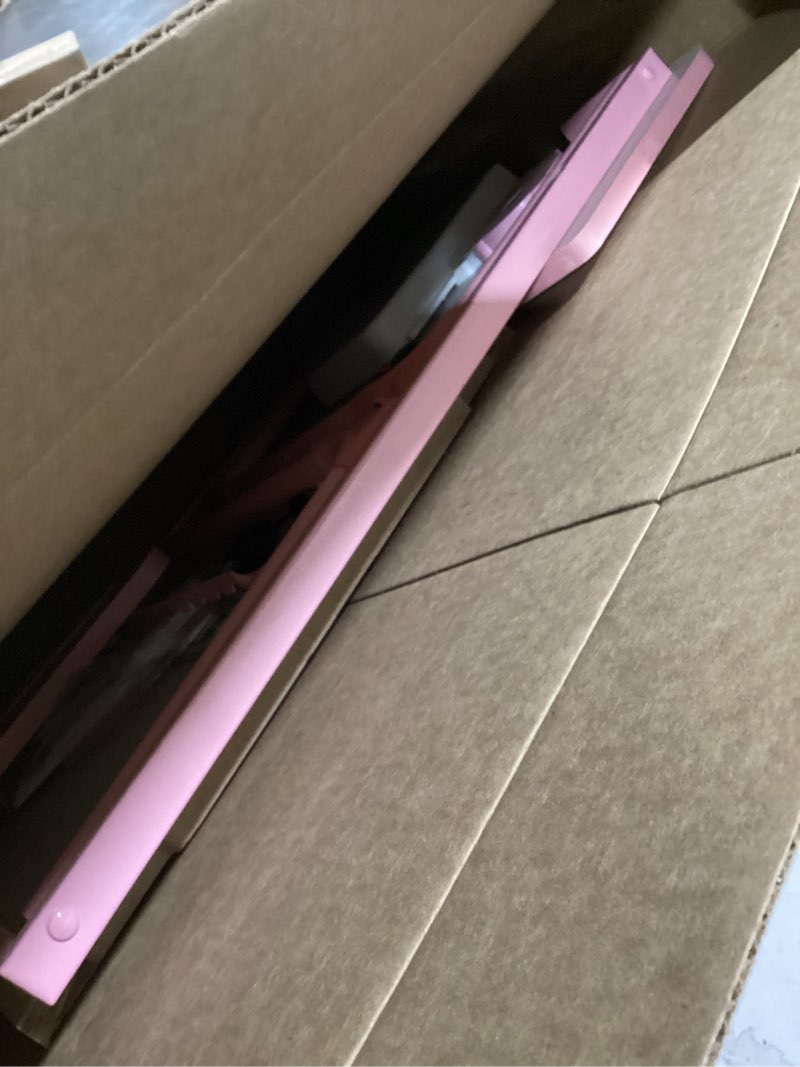 Condition photo showing As Is for CloudTrip Plus XL Adjustable 17in Laptop Desk with Light, USB Port, iPad Holder, Drawer Storage - Larger 23.6IN Adjustable Lap Desk for Bed, Home Office, Breakfast Tray, Fordable Legs Desk (Pink)