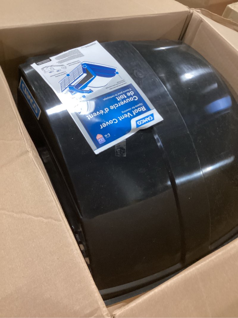 Condition photo showing Good Condition for Camco Standard Roof Vent Cover, Opens for Easy Cleaning, Aerodynamic Design, Easily Mounts to RV with Included Hardware-Smoke (40453) Smoke Standard Packaging Standard