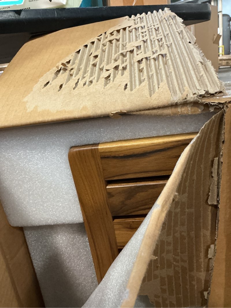 Condition photo showing Good Condition for 24" Large Teak Shower Bench with Shelf & Handle - Waterproof Spa Stool, Non-Slip Leveling Feet & 300 lbs Capacity - for Showers, Saunas/Steam Rooms & Outdoor Pools (Patented) 24"W x 13" Dx 18"H