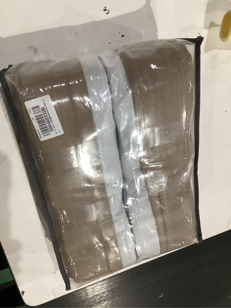 Condition photo showing Good Condition for light brown pinch pleated 100% blackout linen bedroom curtains 96 inch length double layer pleat curtains ring hooks back tab black out room darkening drapes 96 inches long living room copper coffee light brown 40"w x 96"l (pack of 2)