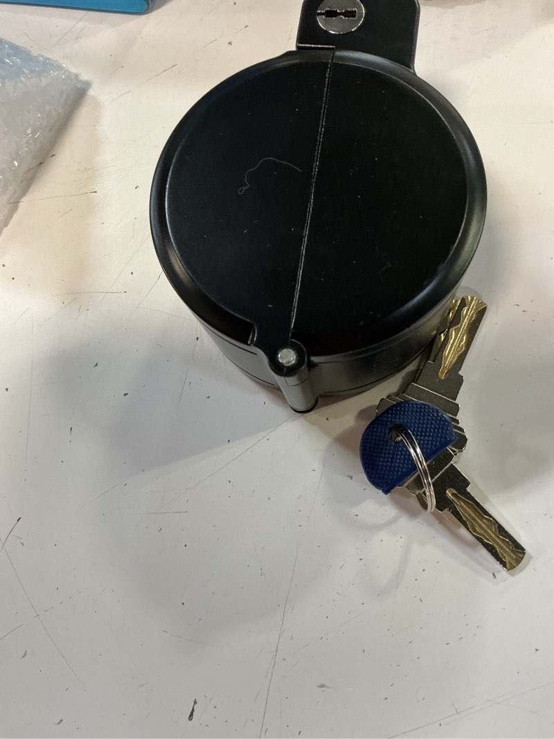 Condition photo showing Good Condition for ast round deadbolt lockout device, no drill install, protect keyhole, toddler proof deadbolt cover, safety lock for doors, door secure, home security reinforcement (matte black with brass keys)